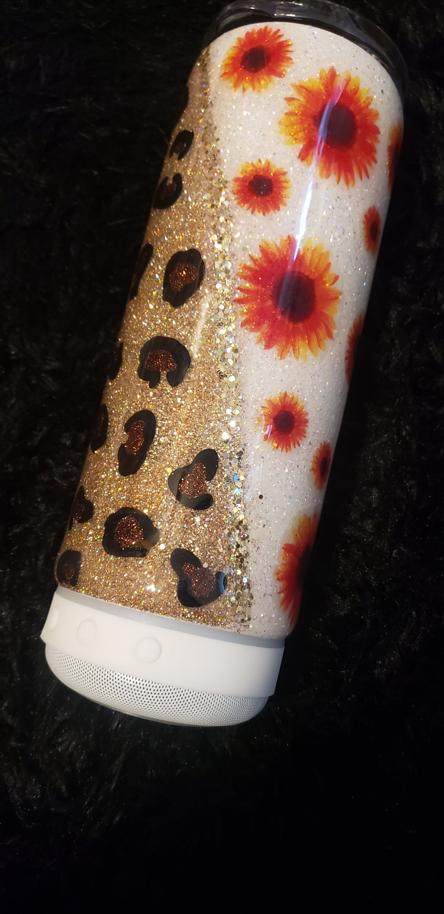 Sunflower/ leopard speaker tumbler